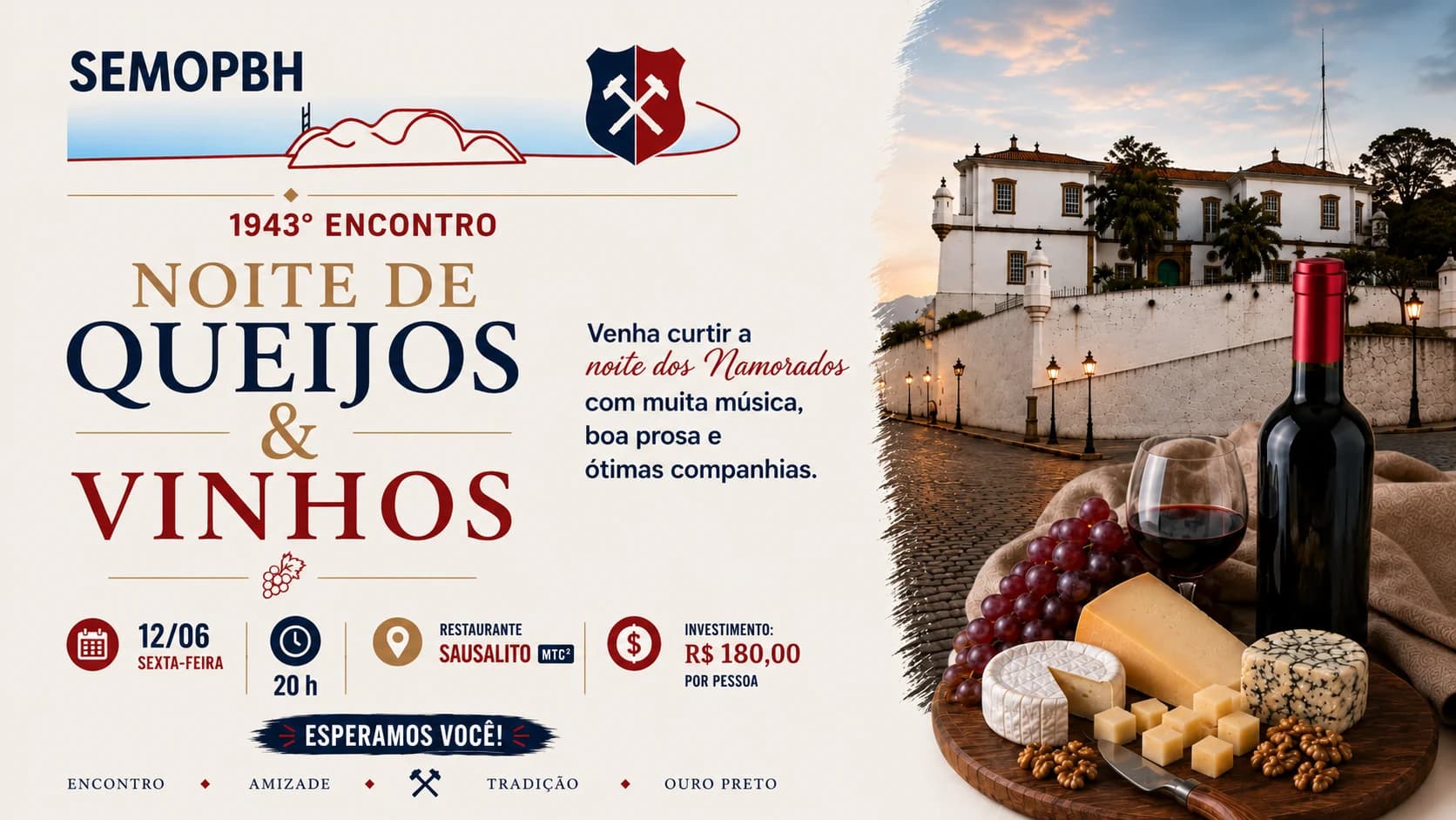 Noite de Queijos e Vinhos - SEMOP BH